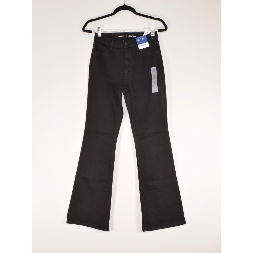 Old Navy Kicker Boot-Cut Jeans Black High-Rise Secret-Smooth Pockets Size 4 NEW